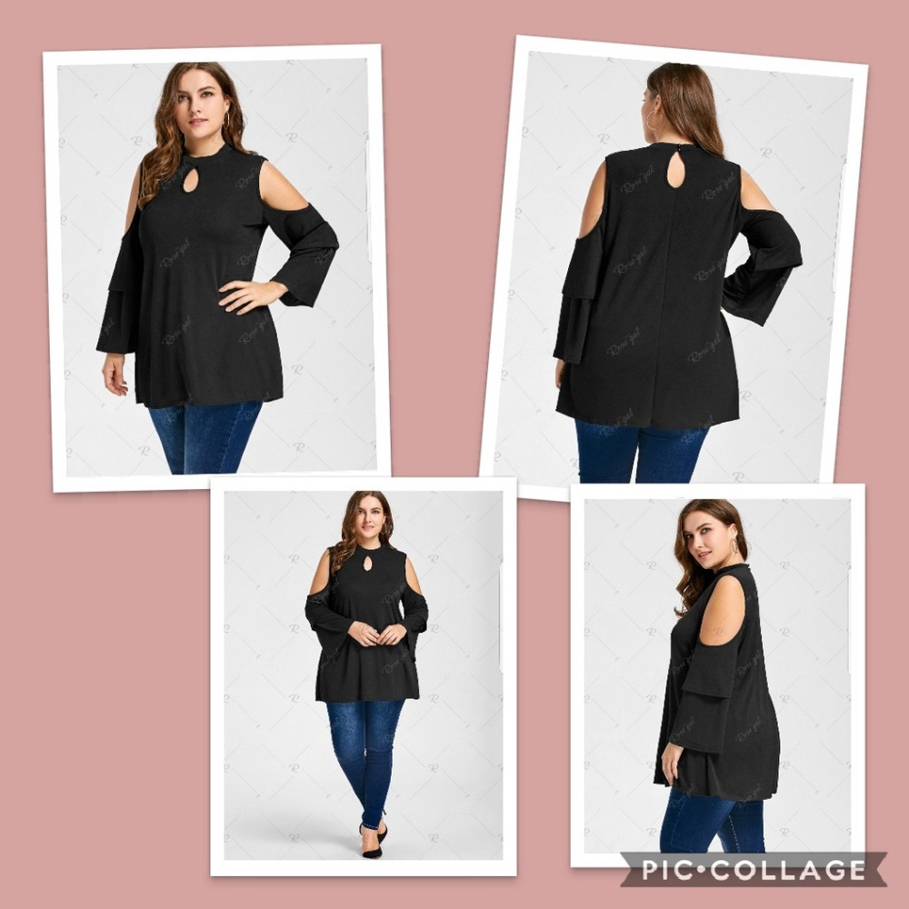 Keyhole plus size open shoulder top